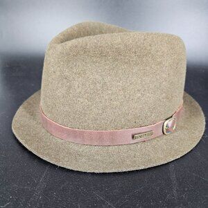 Pendleton Fedora Hat Lid Medium 22" Green Olive Wool Leather Band Classic USA